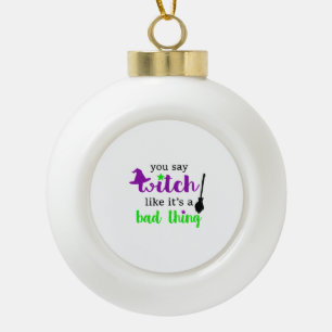 Hexe Lustiges Halloween Keramik Kugel-Ornament