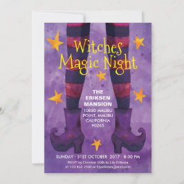 Hexe-magische NachtHalloween-Party-Einladung Einladung