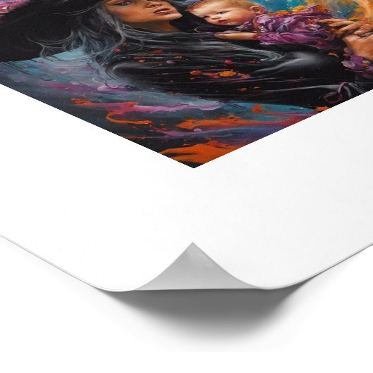 Hexe mit Baby Poster (Ecke)