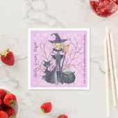 Hexe mit Besen Halloween-Junggeselinnen-Abschied Serviette (Beispiel)