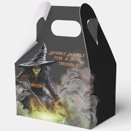 Hexe mit Burning Cauldron Halloween Geschenkschachtel (Vorderseite)