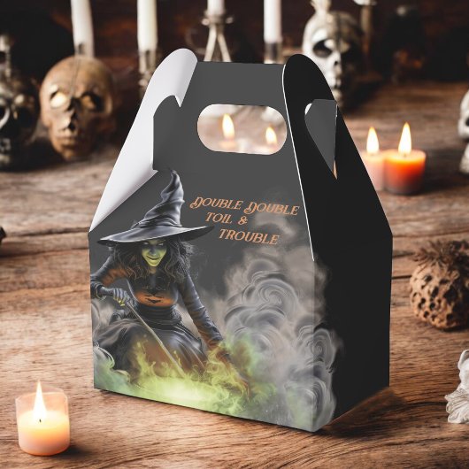 Hexe mit Burning Cauldron Halloween Geschenkschachtel
