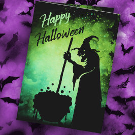Hexe mit Cauldron Happy Halloween Card Karte