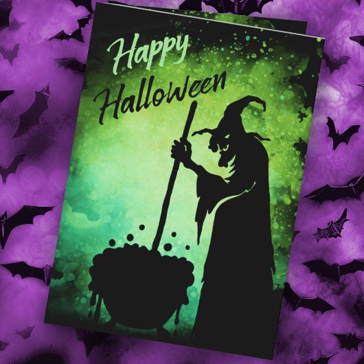 Hexe mit Cauldron Happy Halloween Card Karte