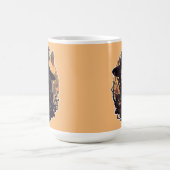 Hexe mit dem schwarzen Katzenhalloween Kaffeetasse (Mittel)