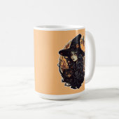 Hexe mit dem schwarzen Katzenhalloween Kaffeetasse (VorderseiteRechts)