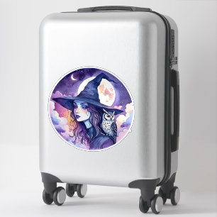 Hexe mit einem Owl - Halloween Fan Fun 2 Aufkleber