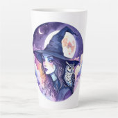 Hexe mit einem Owl - Halloween Fan Fun 2 Milchtasse (Vorderseite)