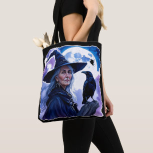 Hexe mit einem Raben - Halloween Fan Fun 1 Tasche