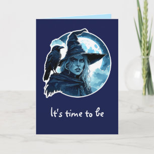 Hexe mit einem Raben - Halloween Fan Fun 2 Karte