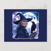 Hexe mit einem Raven - Halloween Fan Fun 1 Postkarte (Vorderseite)