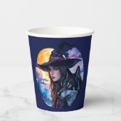 Hexe mit einem Wolf - Halloween Fan Fun 1 Pappbecher (Vorderseite)