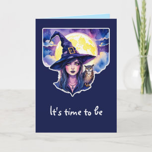 Hexe mit einer Eule - Halloween Fan Fun 1 Karte