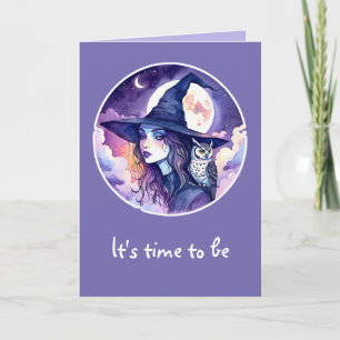 Hexe mit einer Eule - Halloween Fan Fun 2 Karte