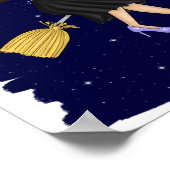 Hexe mit einer orangefarbenen Katze auf einem Broo Poster (Ecke)