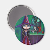 Hexe mit Falken und Drachen Magnet (Vorderseite/Rückseite)