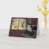 Hexe mit Halloween-Grußkarte des Zaubers Karte (Gelbe Blume)