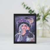 Hexe mit Kätzchen von Renee Lavoie Postkarte (Stehend Vorderseite)