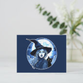 Hexe mit Katze - Wicca Halloween 2 Postkarte (Stehend Vorderseite)