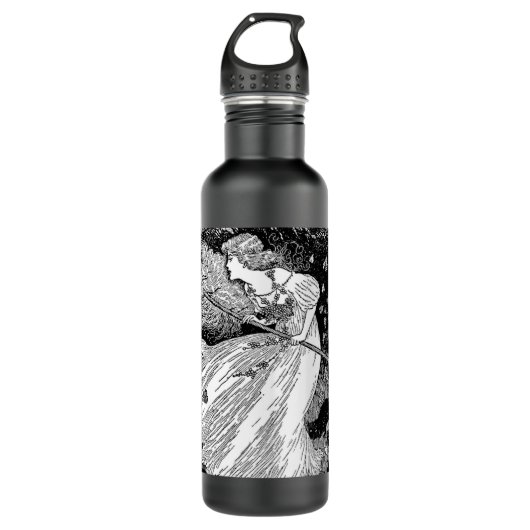 Hexe mit Katzen Edelstahlflasche (Vorderseite)