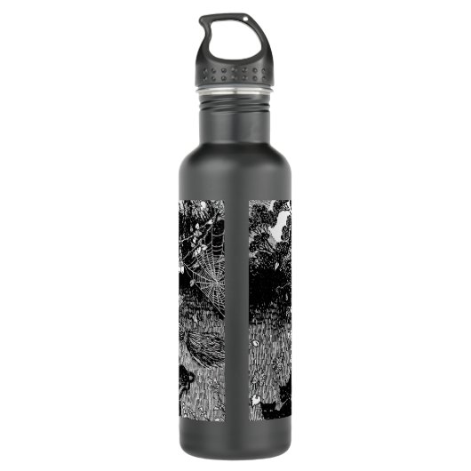 Hexe mit Katzen Edelstahlflasche (Rückseite)