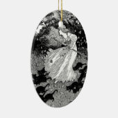 Hexe mit Katzen Keramik Ornament (Rechts)