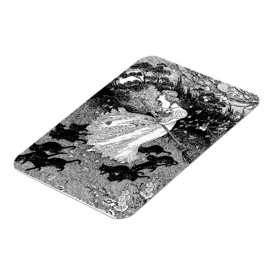 Hexe mit Katzen Magnet (Linke Seite)