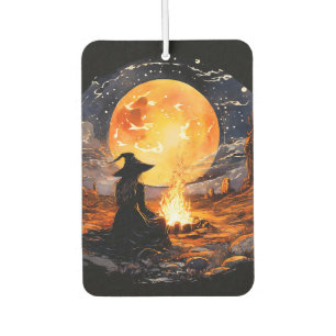 Hexe mit Kerzen und Feuer - Wicca Halloween 1 Autolufterfrischer