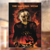 Hexe mit Kürbis gewischt. Halloween Fensteraufkleber (Blatt 2)