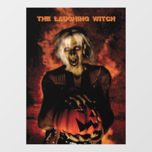 Hexe mit Kürbis gewischt. Halloween Fensteraufkleber (Blatt)