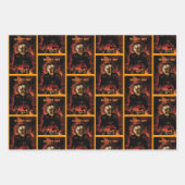 Hexe mit Kürbis gewischt. Halloween Geschenkpapier Set (Vorderseite 2)