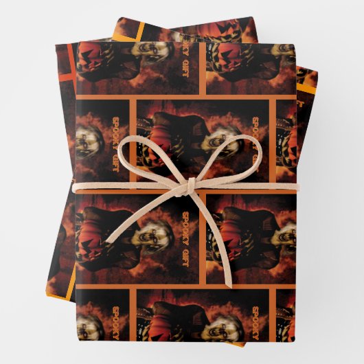 Hexe mit Kürbis gewischt. Halloween Geschenkpapier Set (Beispiel)