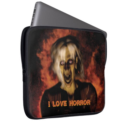 Hexe mit Kürbis gewischt. Halloween Laptopschutzhülle (Vorne Rechts)