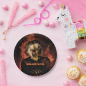 Hexe mit Kürbis gewischt. Halloween Pappteller (Party)