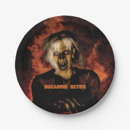 Hexe mit Kürbis gewischt. Halloween Pappteller