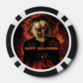 Hexe mit Kürbis gewischt. Halloween Pokerchips (Rückseite)