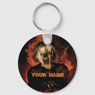 Hexe mit Kürbis gewischt. Halloween Schlüsselanhänger