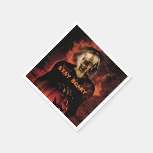 Hexe mit Kürbis gewischt. Halloween Serviette (Ecke)