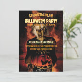 Hexe mit Kürbis-Halloween-Party Einladung (Stehend Vorderseite)