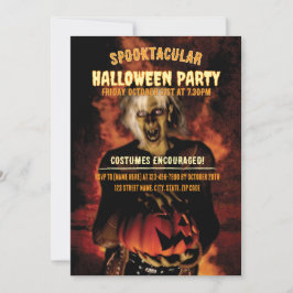 Hexe mit Kürbis-Halloween-Party Einladung