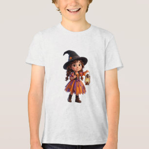 Hexe mit Laterne Halloween Nacht Fantasy Art Tri-Blend Shirt