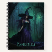 Hexe mit Lila und schwarzem Namen Notizblock (Vorderseite)