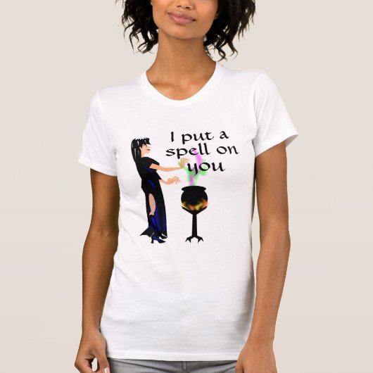 Hexe mit Magic Pot und Zitat T-Shirt (Vorderseite)