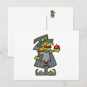 Hexe mit rotem Apfel Postkarte (Vorne/Hinten)