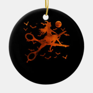 Hexe mit Schere Broom Haar Stylist Halloween H Keramik Ornament