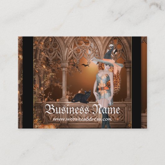 Hexe mit schwarze Katzen-Fantasie-Visitenkarten Visitenkarte (Vorderseite)