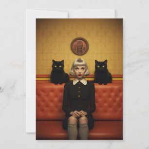 Hexe mit schwarzen Katzen Feiertagskarte