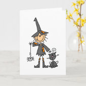 Hexe mit schwarzer Katze Karte (Gelbe Blume)