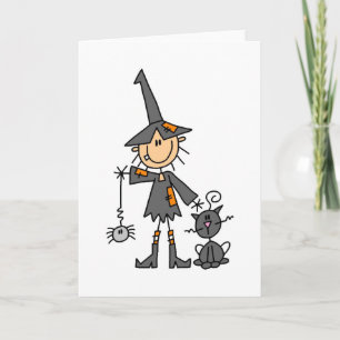 Hexe mit schwarzer Katze Karte