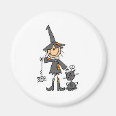 Hexe mit schwarzer Katze Magnet (Vorne)